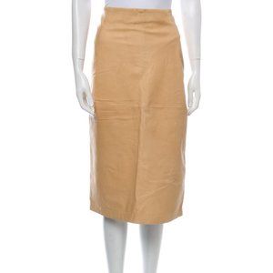 Donna Karan Geninue Leather Midi Length Skirt Sz 12